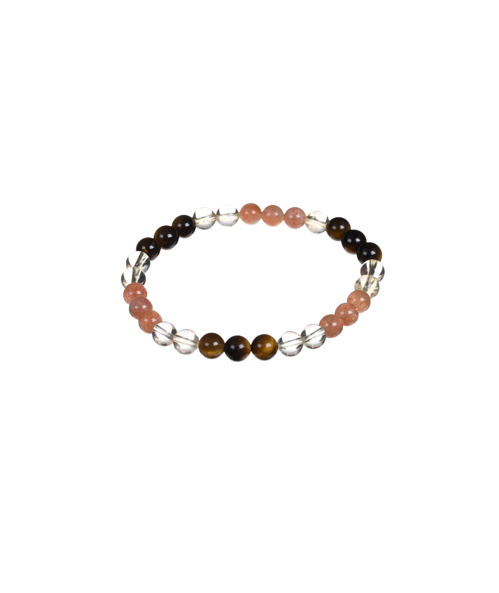 Image d'un bracelet astro lion en Citrine, Pierre de soleil & Œil de tigre