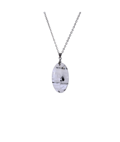 Image d'un pendentif bélière en quartz avec inclusions de tourmaline noire