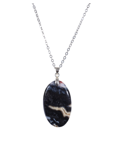 Image d'un pendentif en agate noire rubanée naturelle