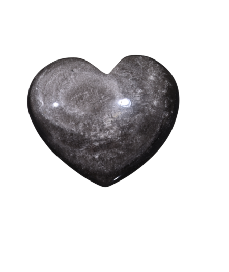 Photo d'un coeur en obsidienne argentée