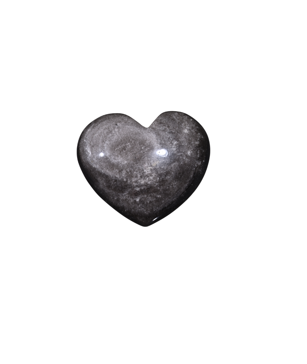 Photo d'un coeur en obsidienne argentée