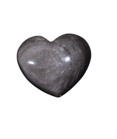 Photo d'un coeur en obsidienne argentée
