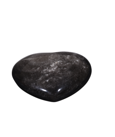 Photo d'un coeur en obsidienne argentée
