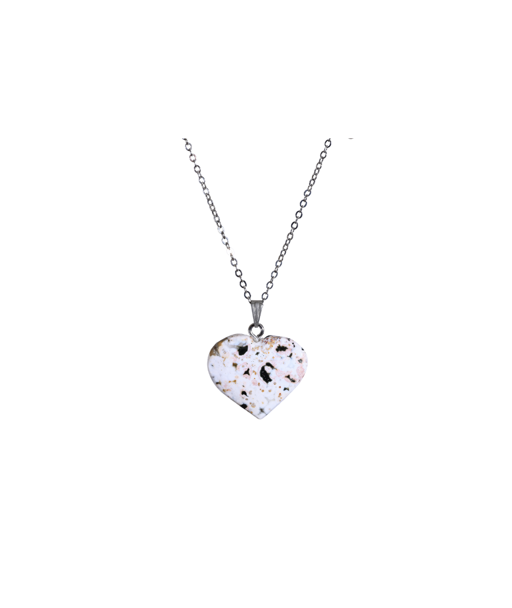 Pendentif Cœur Jaspe Océan | Cristal Forest