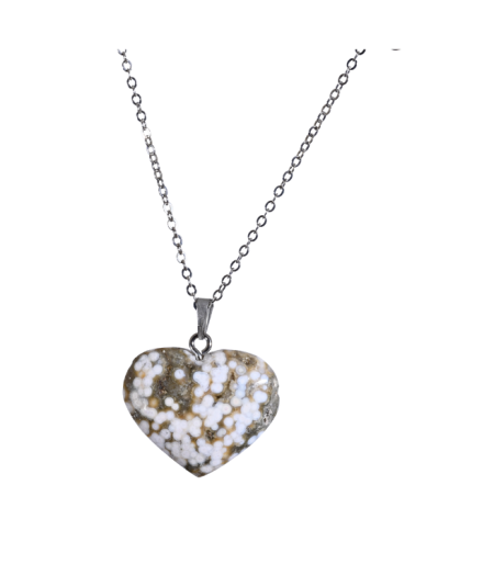 Pendentif Cœur Jaspe Océan | Cristal Forest