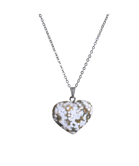 Pendentif Cœur Jaspe Océan | Cristal Forest