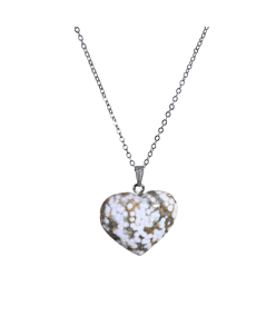Pendentif Cœur Jaspe Océan | Cristal Forest