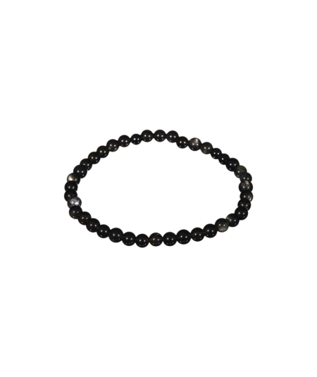 Image d'un bracelet boules en obsidienne dorée