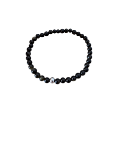 Image d'un bracelet boules en obsidienne dorée