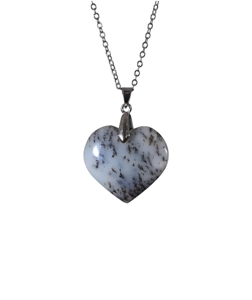 Pendentif cœur agate dendrite | Cristal Forest