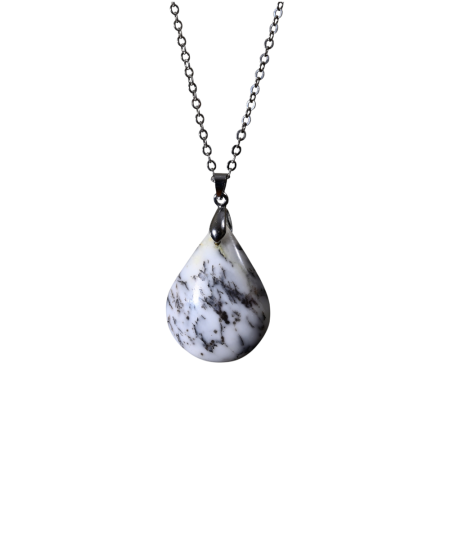 Image d'un pendentif goutte en agate dendrite (Dendritique)