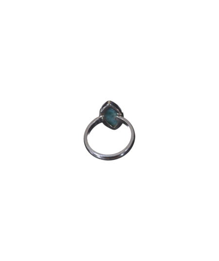 Image d'une bague sertie argent en larimar (pectolite bleue)