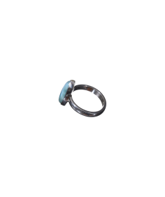 Image d'une bague sertie argent en larimar (pectolite bleue)