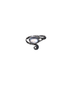Image d'une bague sertie argent en pierre de lune blanche