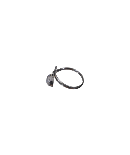 Image d'une bague sertie argent en pierre de lune blanche