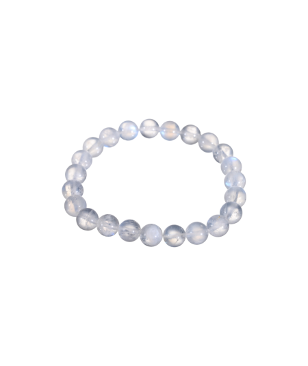 Image d'un bracelet boules en pierre de lune blanche