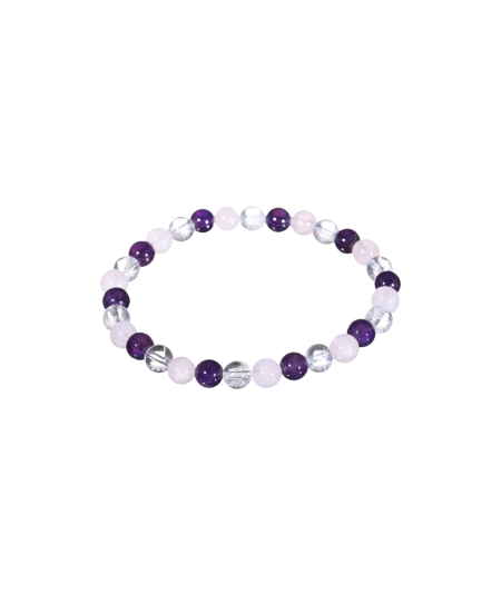 Bracelet améthyste, cristal de roche & quartz rose | Cristal Forest