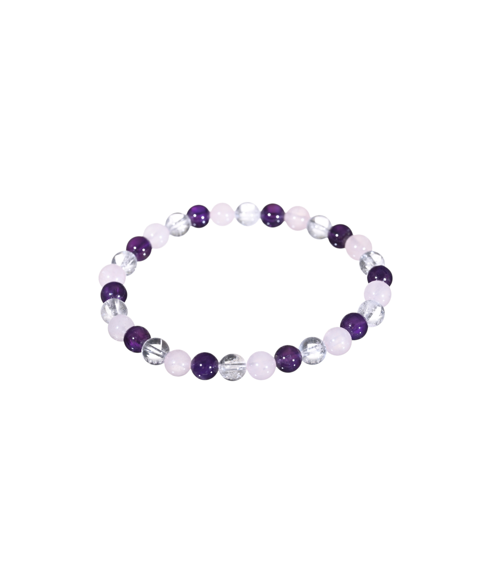 Bracelet améthyste, cristal de roche & quartz rose | Cristal Forest