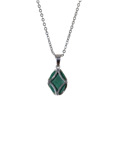 Pendentif serti argent en malachite