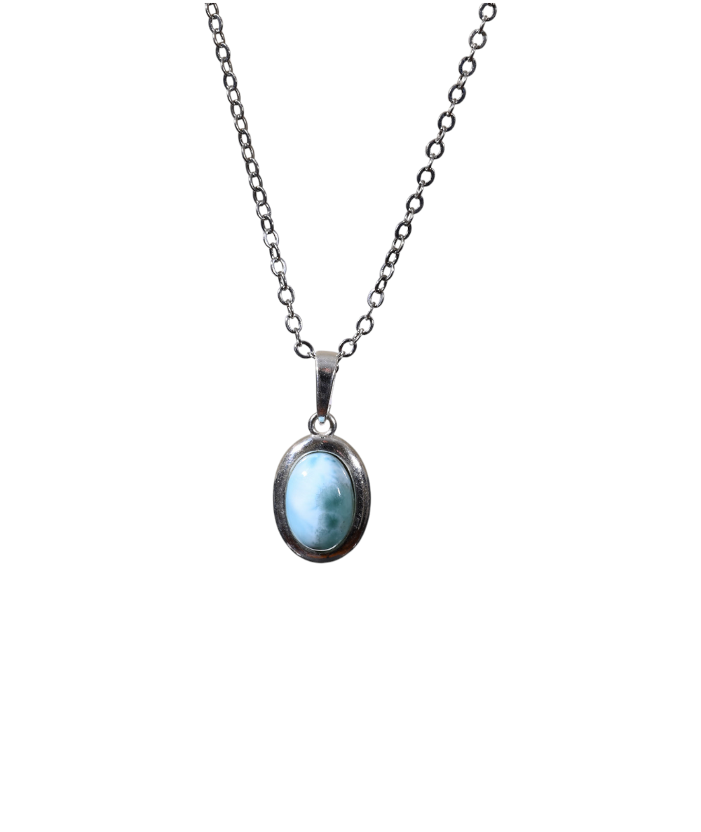 Pendentif serti argent en larimar