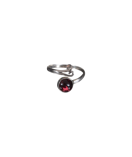 Bague argent réglable en grenat