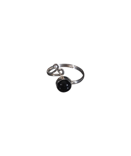 Bague serti argent en obsidienne noire
