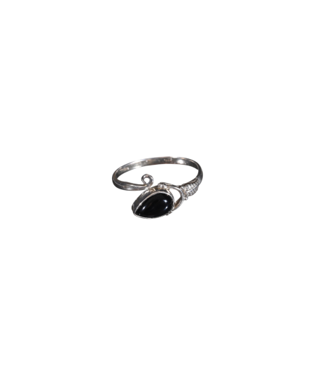 Bague serti argent en obsidienne noire
