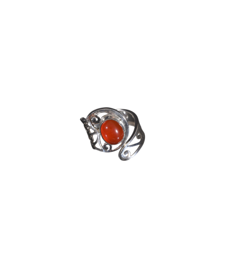 Bague sertie argent en cornaline