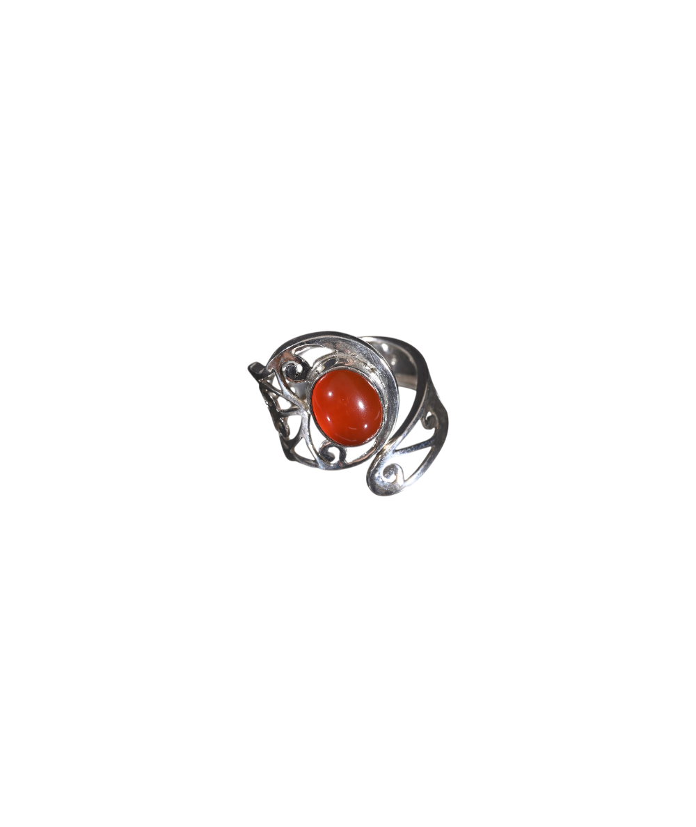 Bague sertie argent en cornaline