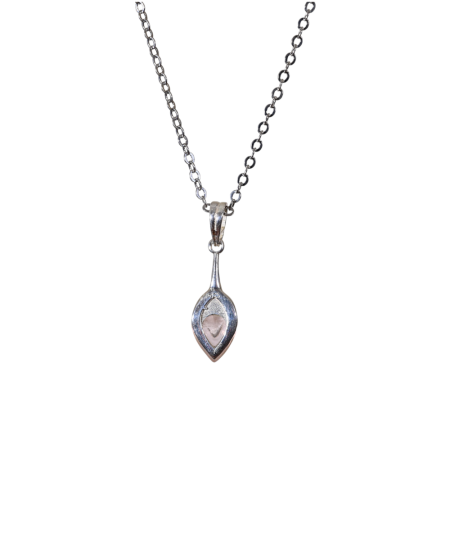 Pendentif serti argent en quartz rose