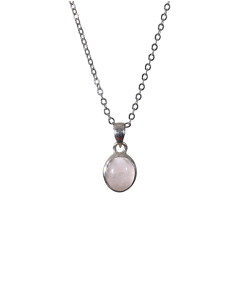Pendentif serti argent en quartz rose