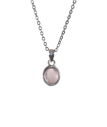 Pendentif serti argent en quartz rose