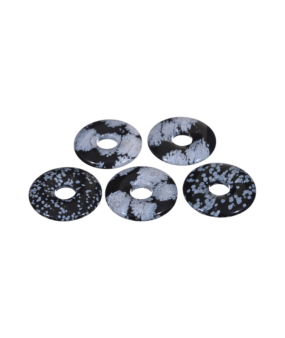 Pendentifs donut (pi chinois) en obsidienne flocon de neige