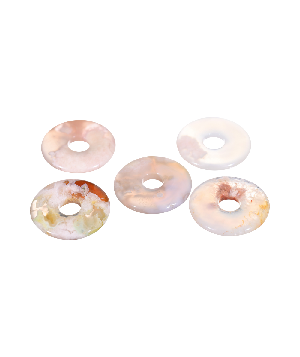 Pendentifs donut en agate fleur