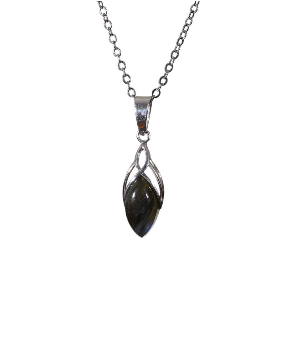 Pendentif serti argent en labradorite