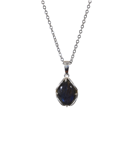 Pendentif serti argent en labradorite