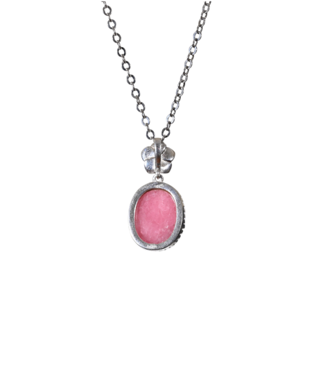 Pendentif serti argent en Rhodochrosite.