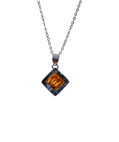 Pendentif serti argent en ambre