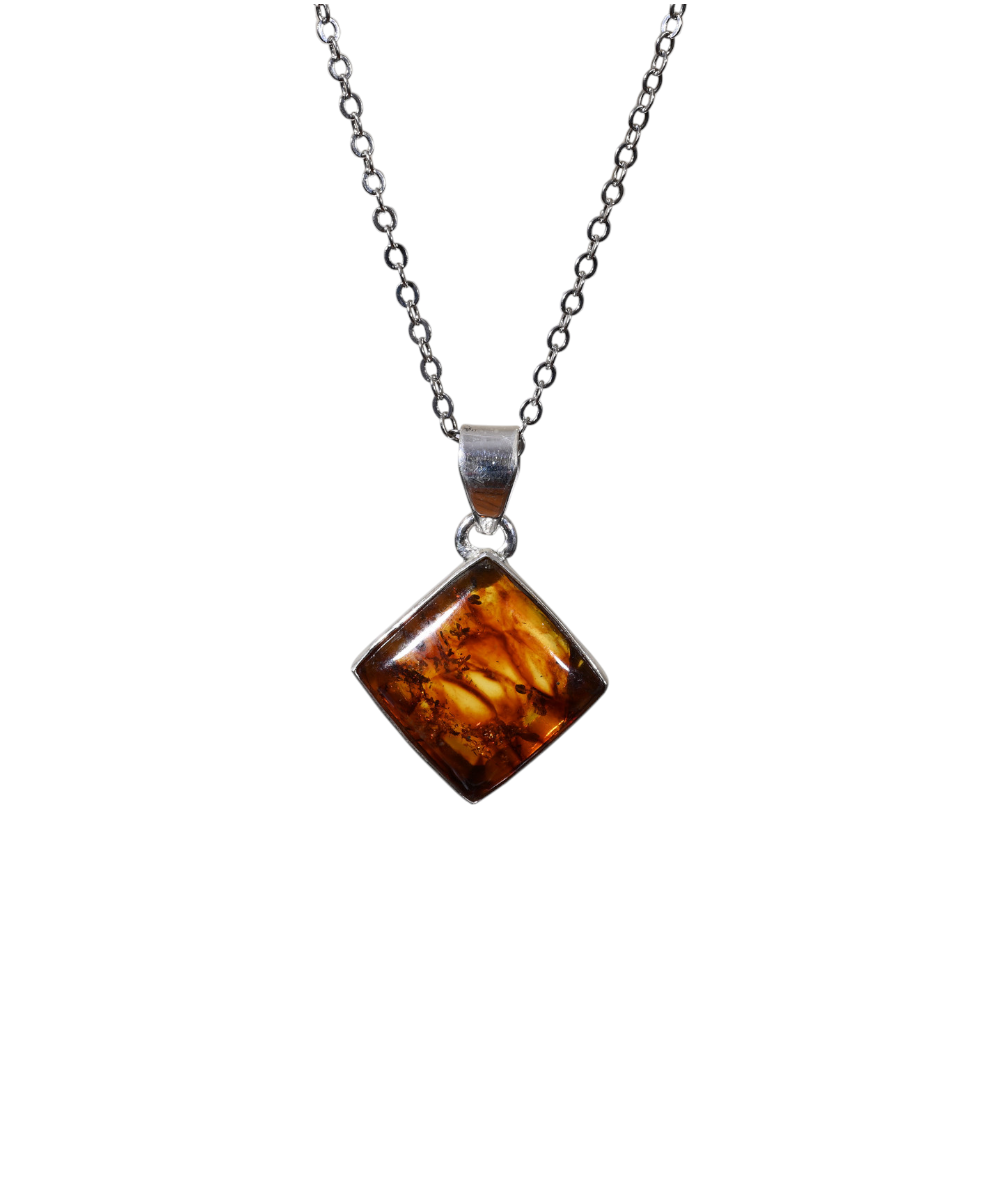 Pendentif serti argent en ambre