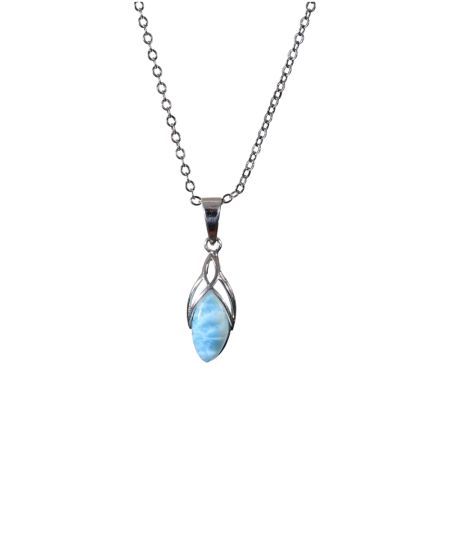 Pendentif serti argent en larimar