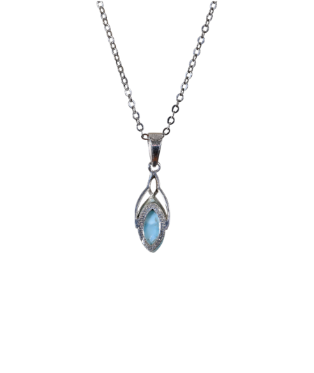 Pendentif serti argent en larimar