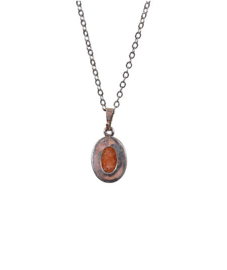 pendentif serti argent en pierre de soleil