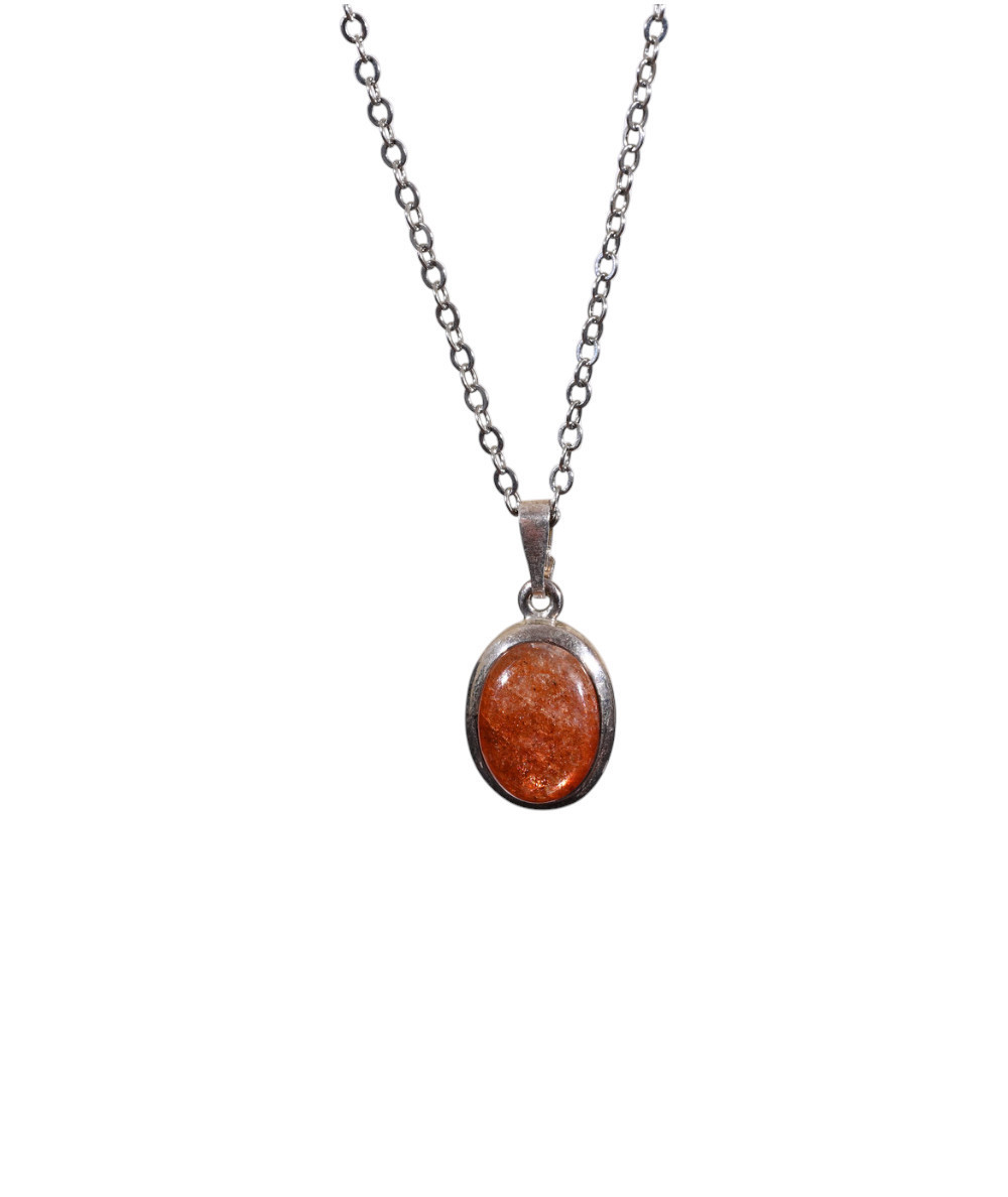 pendentif serti argent en pierre de soleil