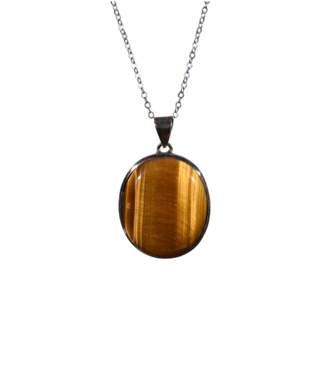 Pendentif serti argent en oeil de tigre