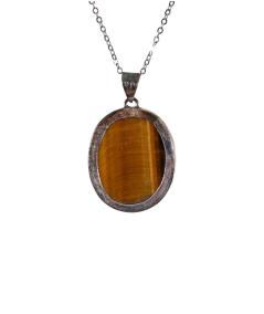 Pendentif serti argent en oeil de tigre