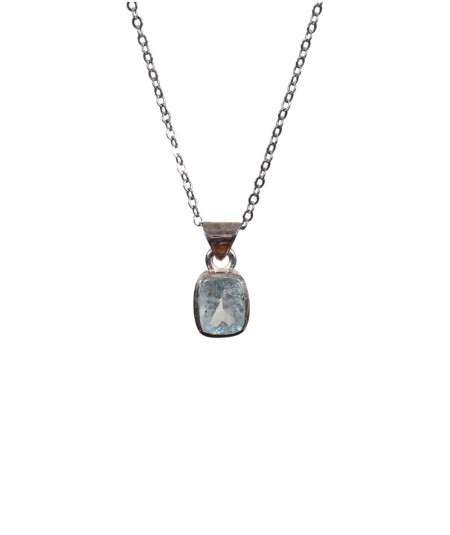 Pendentif aigue-marine serti argent 925 | Pièce unique  | Cristal Forest