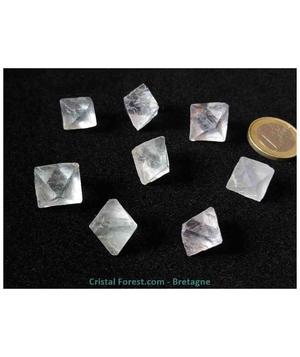 50 grammes ou fluorine - 1 à 2 cm Pierres brutes octaèdres de fluorite verte 