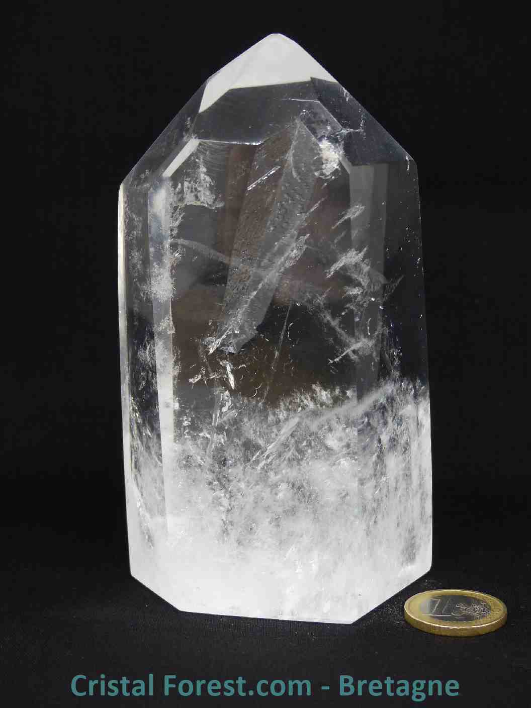 Quartz cristal de roche : pointe prisme extra clair