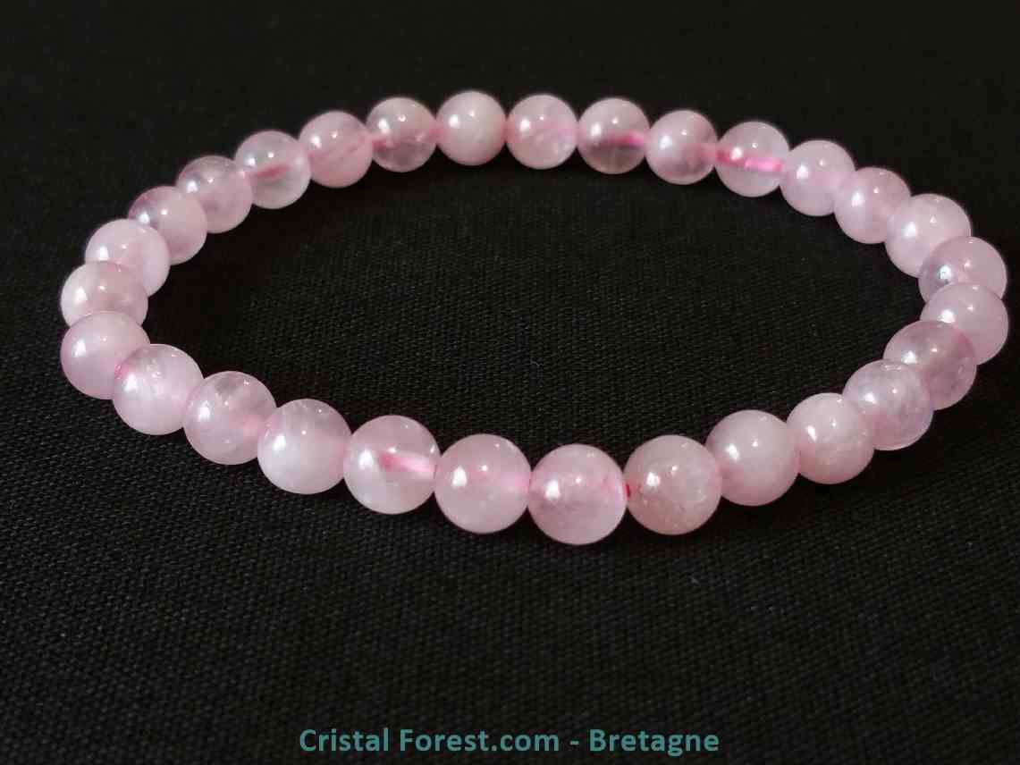 Bracelet quartz rose boules 6mm